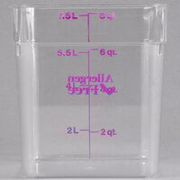 Cambro CamSquares? Classic 8 Qt. Allergen-Free Clear Square Polycarbonate Food Storage Container
