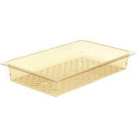 Cambro 13CLRHP150 H-Pan? Full Size Amber High Heat Plastic Colander Pan - 3" Deep
