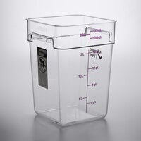 Cambro CamSquares? Classic 22 Qt. Allergen-Free Clear Square Polycarbonate Food Storage Container