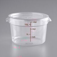 Choice 12 Qt. Clear Round Polycarbonate Food Storage Container and Lid