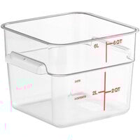 Vigor 6 Qt. Clear Square Polycarbonate Food Storage Container