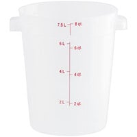 Vigor 8 Qt. Translucent Round Polypropylene Food Storage Container