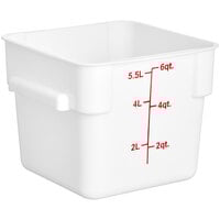 Choice 6 Qt. White Square Polypropylene Food Storage Container