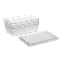 Vigor Full Size 6" Deep Translucent Polypropylene Food Pan with Secure Sealing Lid Kit - 3/Pack