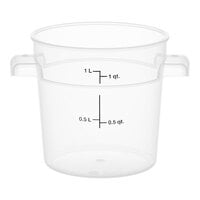 Vigor 1 Qt. Translucent Round Polypropylene Food Storage Container
