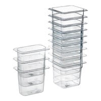 Choice 12-Piece 1/6 Size and 1/9 Size 6" Deep Clear Polycarbonate Food Pan Set