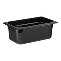 Cambro 44CW110 Camwear? 1/4 Size Black Polycarbonate Food Pan - 4" Deep