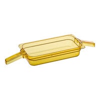 Carlisle 30860HH13 StorPlus 1/3 Size Amber High Heat Plastic Food Pan with 2 Handles - 2 1/2" Deep