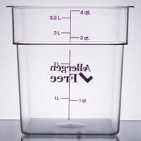 Cambro CamSquares? Classic 4 Qt. Allergen-Free Clear Square Polycarbonate Food Storage Container