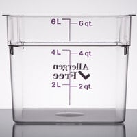 Cambro CamSquares? Classic 6 Qt. Allergen-Free Clear Square Polycarbonate Food Storage Container
