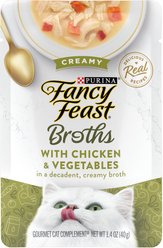Creamy Broths with Chicken & Vegetables Supplemental Wet Cat Food Pouches, 1.4-oz, ...