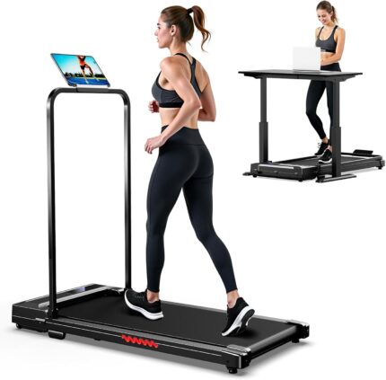Foldable Walking Pad Treadmill with Handle – Compact Under Desk Running Machine for Home & Office
