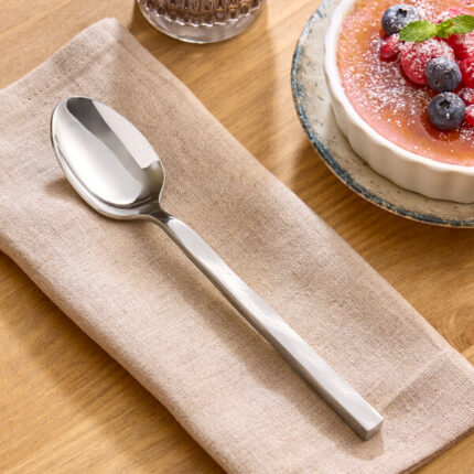 Acopa Architect 8 1/4" 18/10 Stainless Steel Forged Extra Heavy Weight Dessert Spoon - 12/Case