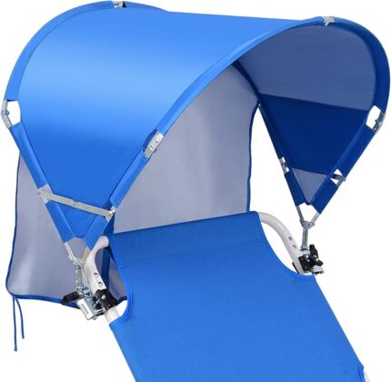 Universal Chair Umbrella Canopy, UPF 50+ Chair Sun Shade Attachment with Adjustable Clamp Fits Most Brands