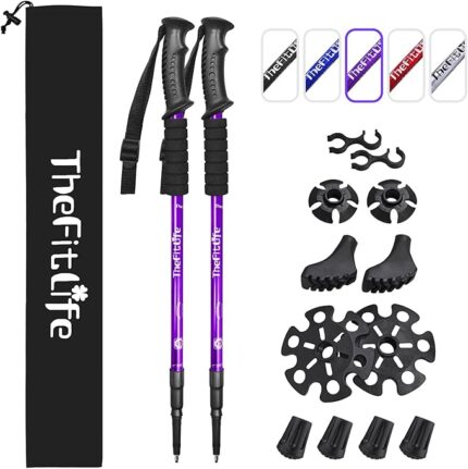 TheFitLife Nordic Walking Trekking Poles - 2 Sticks with Anti-Shock and Quick Lock System, Telescopic
