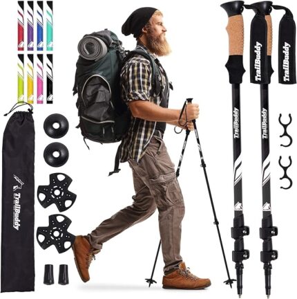 TrailBuddy Trekking Poles – Lightweight 7075 Aluminum Hiking Poles for Women, Men & Seniors